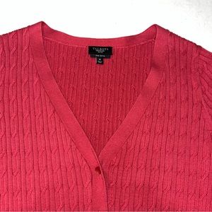 Talbots Medium Petite Pima Cotton Short Sleeve V Neck Button‎ Front Cardigan